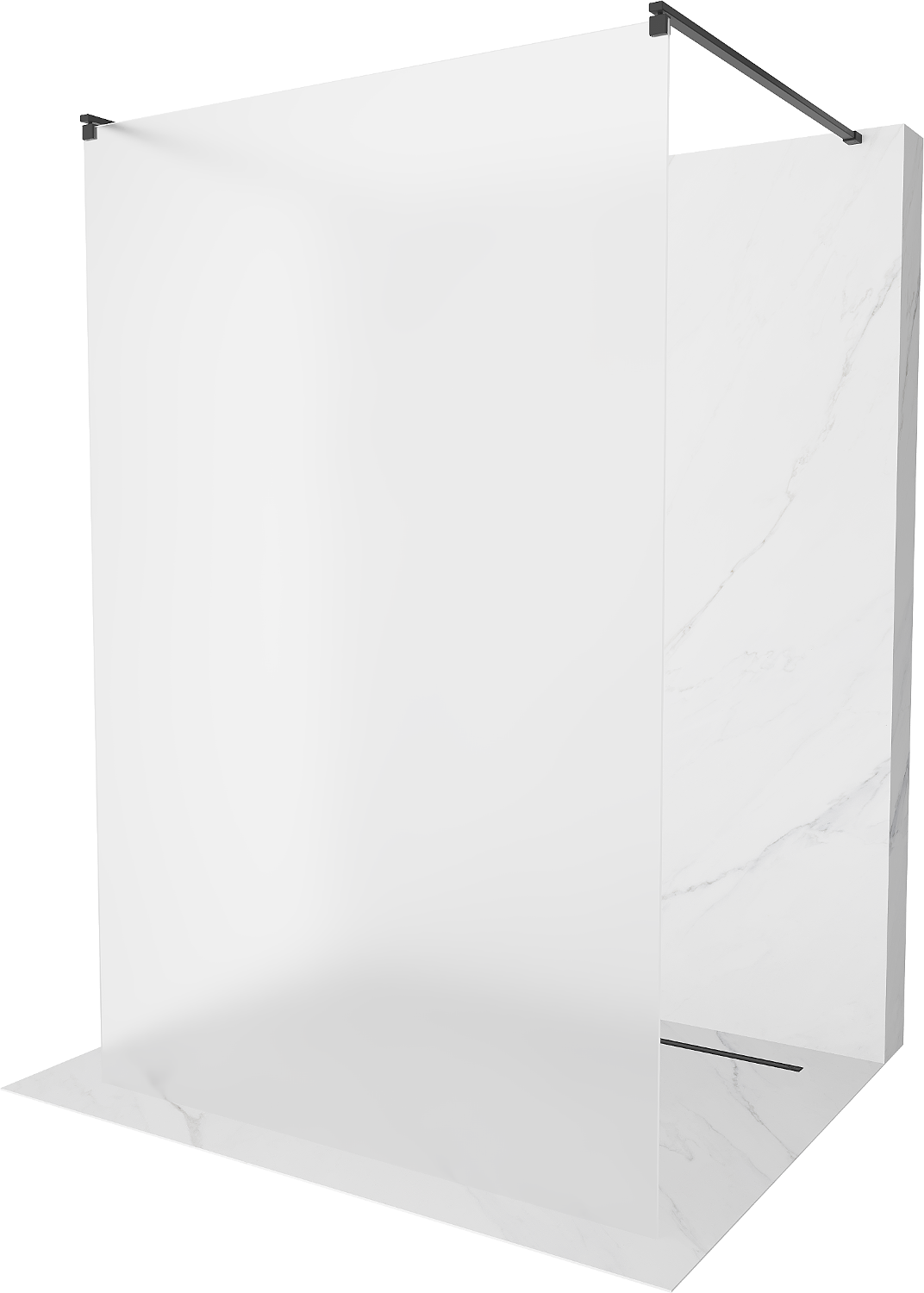 Mexen Kioto volně stojící sprchová zástěna 110 x 200 cm, Vzor jinovatky 8 mm, Černá - 800-110-002-70-30
