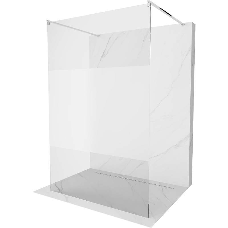 Mexen Kioto volně stojící sprchová stěna 100 x 200 cm, průhledná/matná 8 mm, chrom - 800-100-002-01-35
