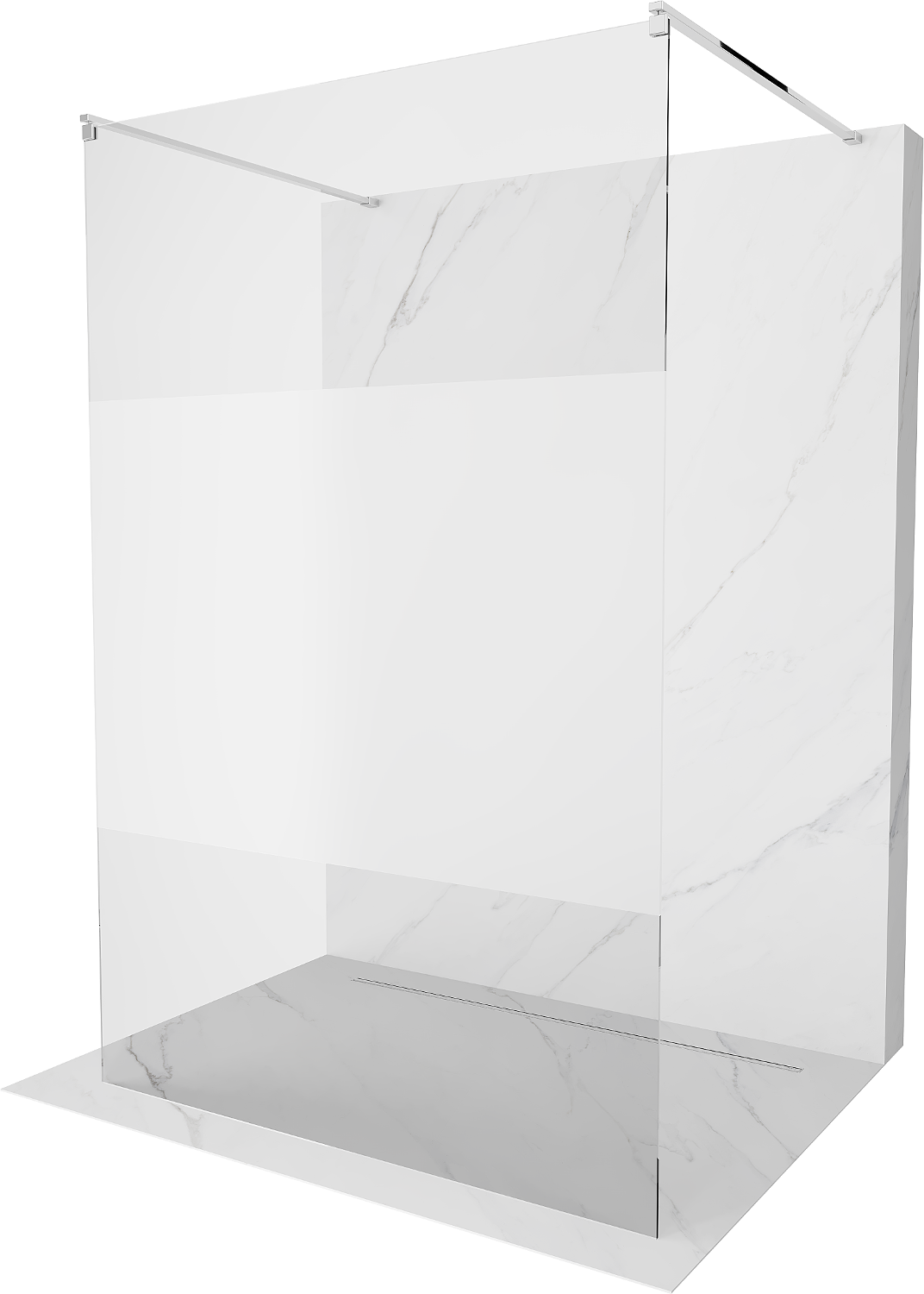 Mexen Kioto volně stojící sprchová zástěna 100 x 200 cm, Průhledné/Vzor jinovatky 8 mm, Chromovaná - 800-100-002-01-35