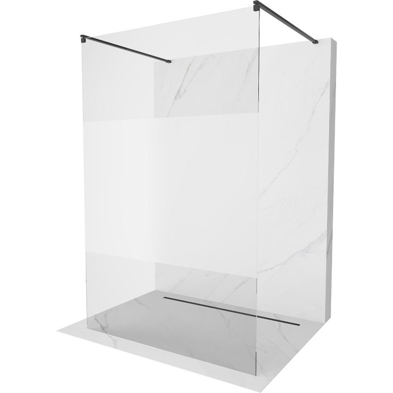 Mexen Kioto samostatně stojící sprchová stěna 120 x 200 cm, transparentní/matný 8 mm, černá - 800-120-002-70-35