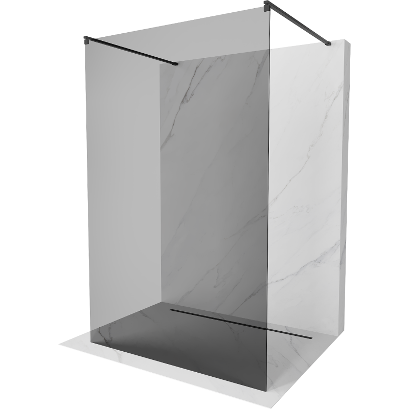 Mexen Kioto volně stojící sprchová stěna 100 x 200 cm, grafit 8 mm, černá - 800-100-002-70-40