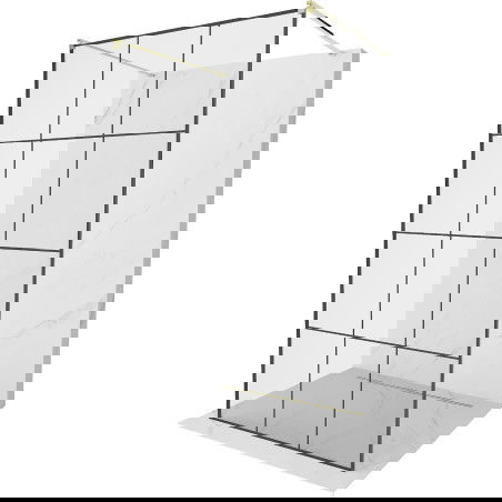 Mexen Kioto volně stojící sprchová stěna 110 x 200 cm, černá mřížka 8 mm, zlatá - 800-110-002-50-77