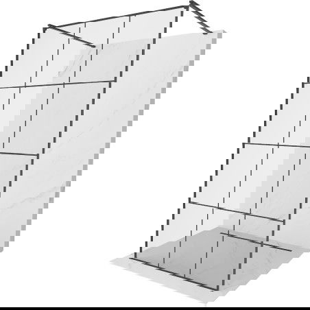 Mexen Kioto volně stojící sprchová stěna 100 x 200 cm, černá mřížka 8 mm, černá - 800-100-002-70-77