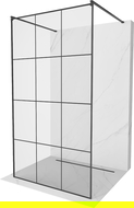 Mexen Kioto volně stojící sprchová stěna 120 x 200 cm, černá mřížka 8 mm, černá - 800-120-002-70-77