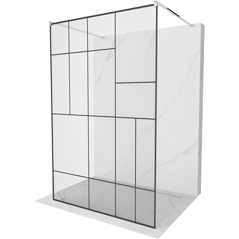 Mexen Kioto volně stojící sprchová stěna 110 x 200 cm, černý vzor 8 mm, chrom - 800-110-002-01-78