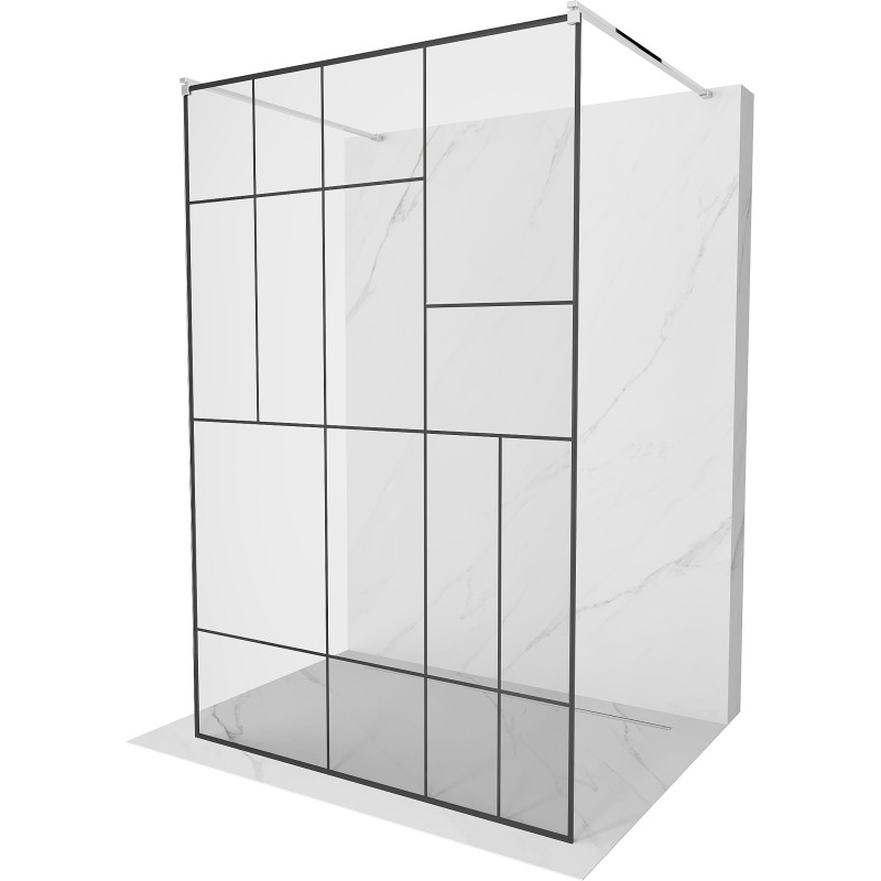 Mexen Kioto volně stojící sprchová zástěna 120 x 200 cm, černý vzor 8 mm, chrom - 800-120-002-01-78