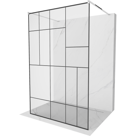 Mexen Kioto samostatně stojící sprchová stěna 120 x 200 cm, černý vzor 8 mm, chrom - 800-120-002-01-78