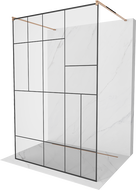 Mexen Kioto volně stojící sprchová stěna 140 x 200 cm, černý vzor 8 mm, růžové zlato - 800-140-002-60-78