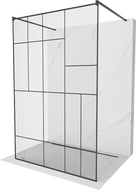 Mexen Kioto volně stojící sprchová stěna 100 x 200 cm, černý vzor 8 mm, černá - 800-100-002-70-78