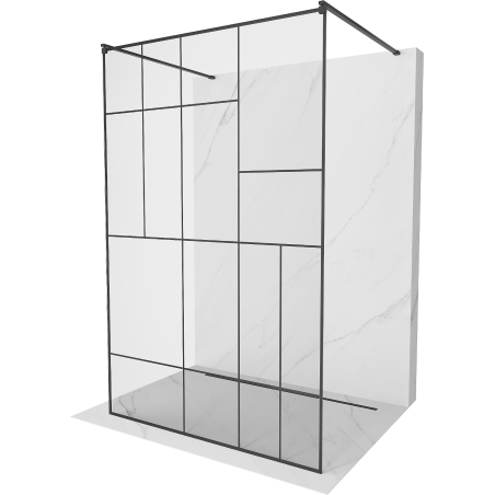 Mexen Kioto volně stojící sprchová stěna 110 x 200 cm, černý vzor 8 mm, černá - 800-110-002-70-78