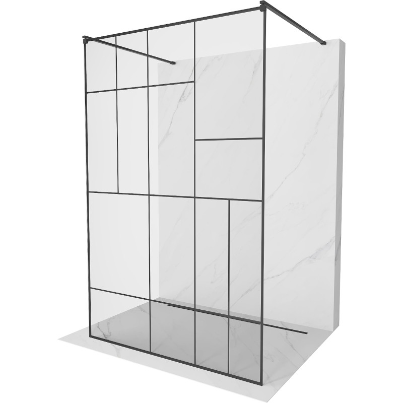 Mexen Kioto volně stojící sprchová zástěna 120 x 200 cm, černý vzor 8 mm, černá - 800-120-002-70-78