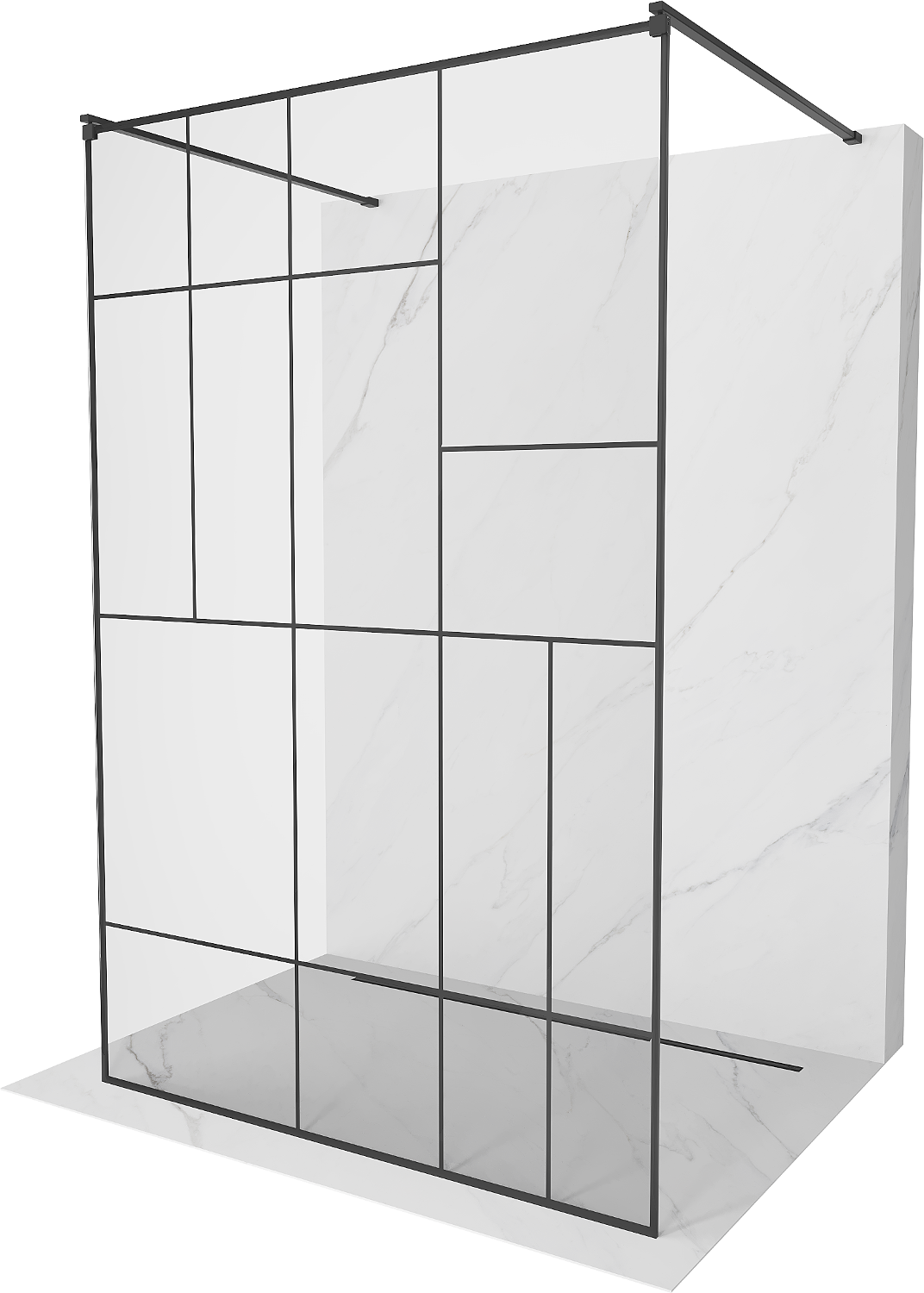 Mexen Kioto volně stojící sprchová zástěna 120 x 200 cm, Průhledné/Černý vzor 8 mm, Černá - 800-120-002-70-78