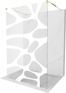 Mexen Kioto volně stojící sprchová stěna 100 x 200 cm, bílá vlna 8 mm, zlatá - 800-100-002-50-97