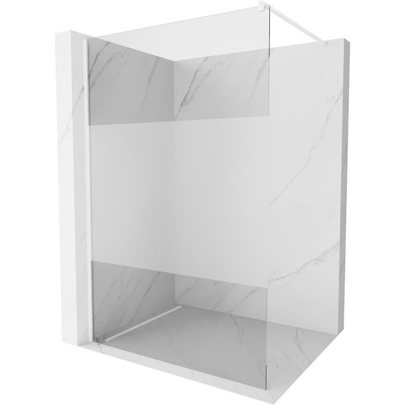 Mexen Kioto sprchová stěna Walk-in 90 x 200 cm, transparentní/mléčné 8 mm, bílá - 800-090-101-20-35