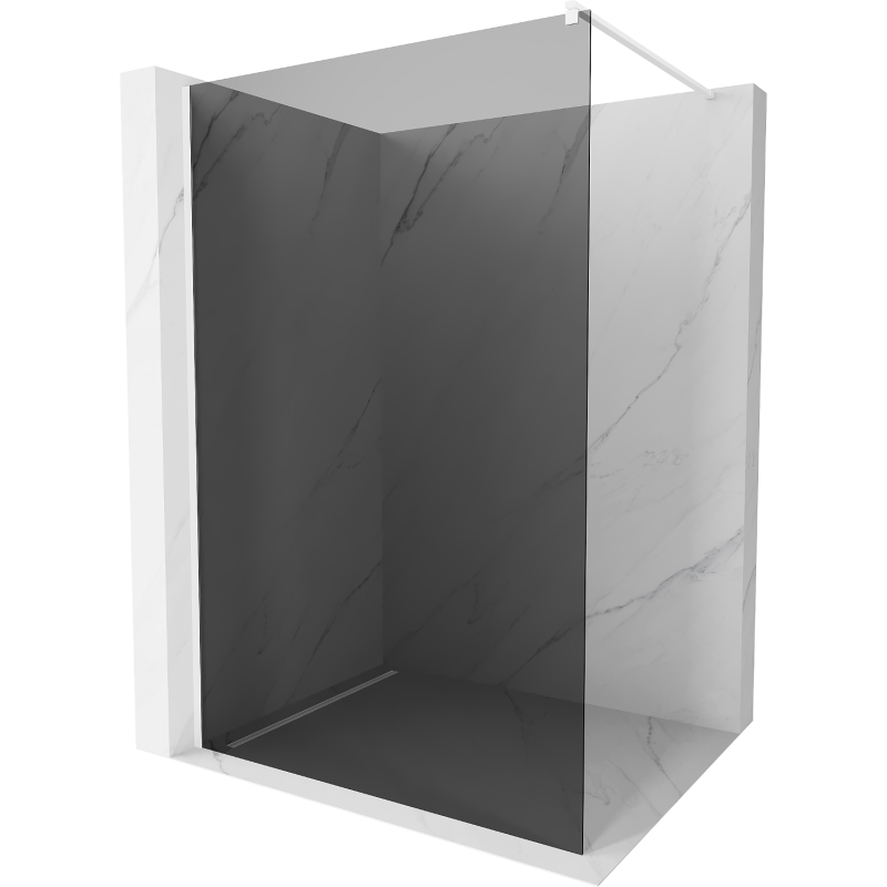 Mexen Kioto sprchová stěna Walk-in 120 x 200 cm, grafitová 8 mm, bílá - 800-120-101-20-40