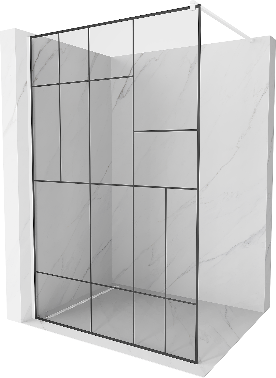 Mexen Kioto sprchová zástěna 70 x 200 cm, Průhledné/Černý vzor 8 mm, Bílá - 800-070-101-20-78
