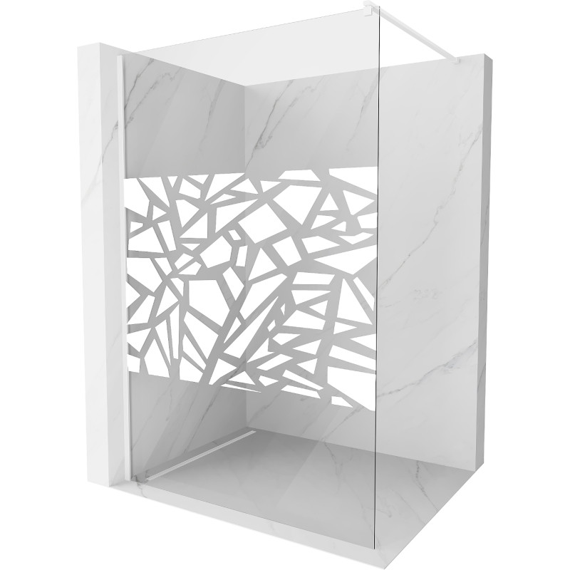 Mexen Kioto sprchová zástěna Walk-in 120 x 200 cm, bílý vzor 8 mm, bílá - 800-120-101-20-85