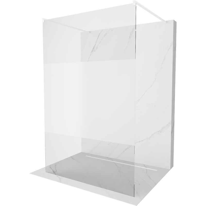 Mexen Kioto volně stojící sprchová stěna 100 x 200 cm, transparentní/matná 8 mm, bílá - 800-100-002-20-35