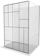 Mexen Kioto volně stojící sprchová stěna 100 x 200 cm, černý vzor 8 mm, bílá - 800-100-002-20-78