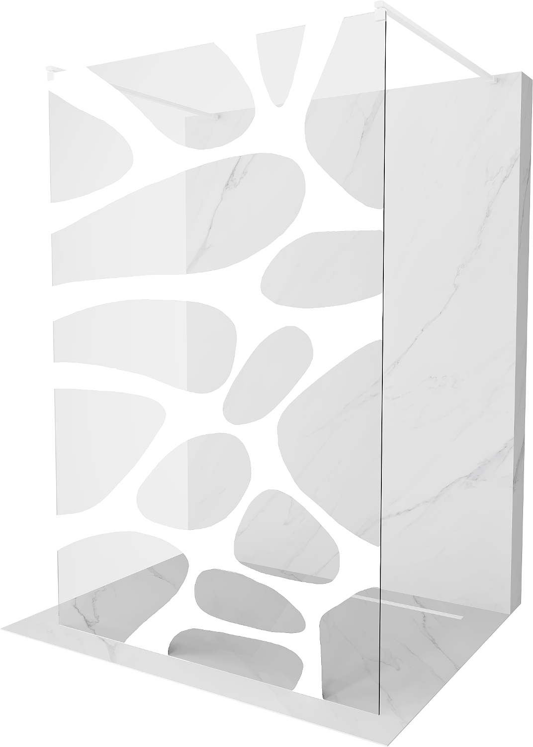 Mexen Kioto volně stojící sprchová zástěna 140 x 200 cm, Průhledné/Bílý vzor 8 mm, Bílá - 800-140-002-20-97