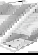 Mexen Apia sprchový kout posuvný 90 x 90 cm, bílé pruhy, chrom + vanička Flat - 840-090-090-01-20-4010