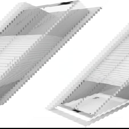 Mexen Apia posuvná sprchová kabina 100 x 100 cm, bílé pruhy, chrom + sprchová vanička Flat - 840-100-100-01-20-4010