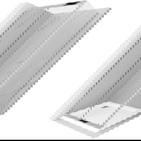 Mexen Apia posuvná sprchová kabina 90 x 90 cm, transparentní, chrom + vanička Flat - 840-090-090-01-00-4010