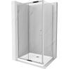 Mexen Apia rozsouvací sprchový kout 100 x 80 cm, Průhledné, Chromovaná + sprchová vanička Flat - 840-100-080-01-00-4010