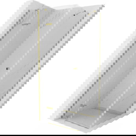 Mexen Roma skleněná sprchová kabina otevírací 90 x 90 cm, průhledná, zlatá - 854-090-090-50-00