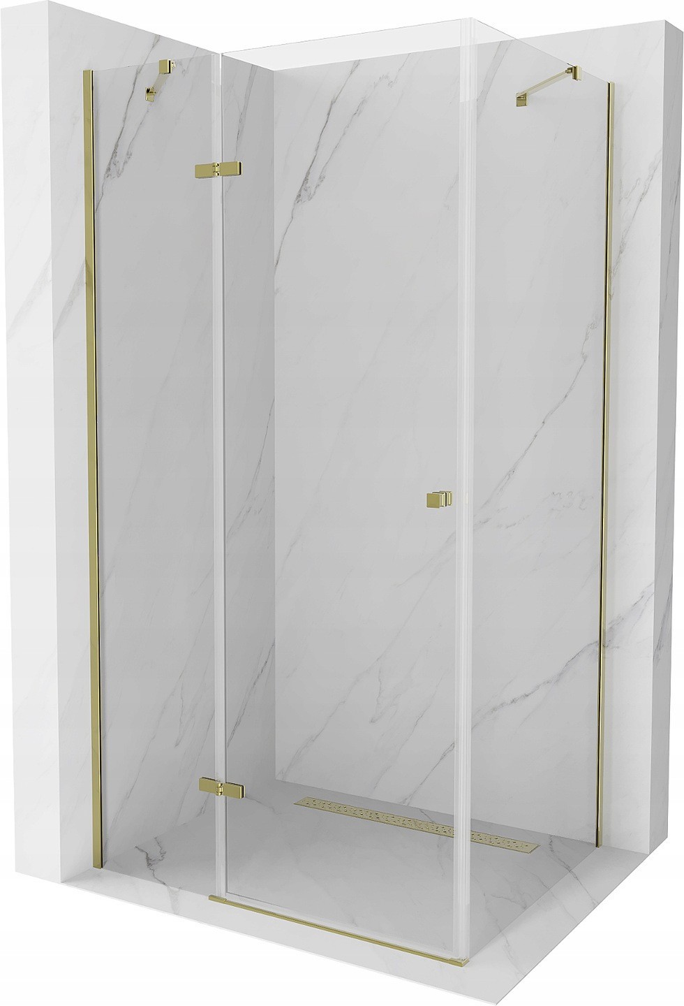 Mexen Roma sprchový kout s otočnými dveřmi 80 x 70 cm, Průhledné, Zlatá - 854-080-070-50-00