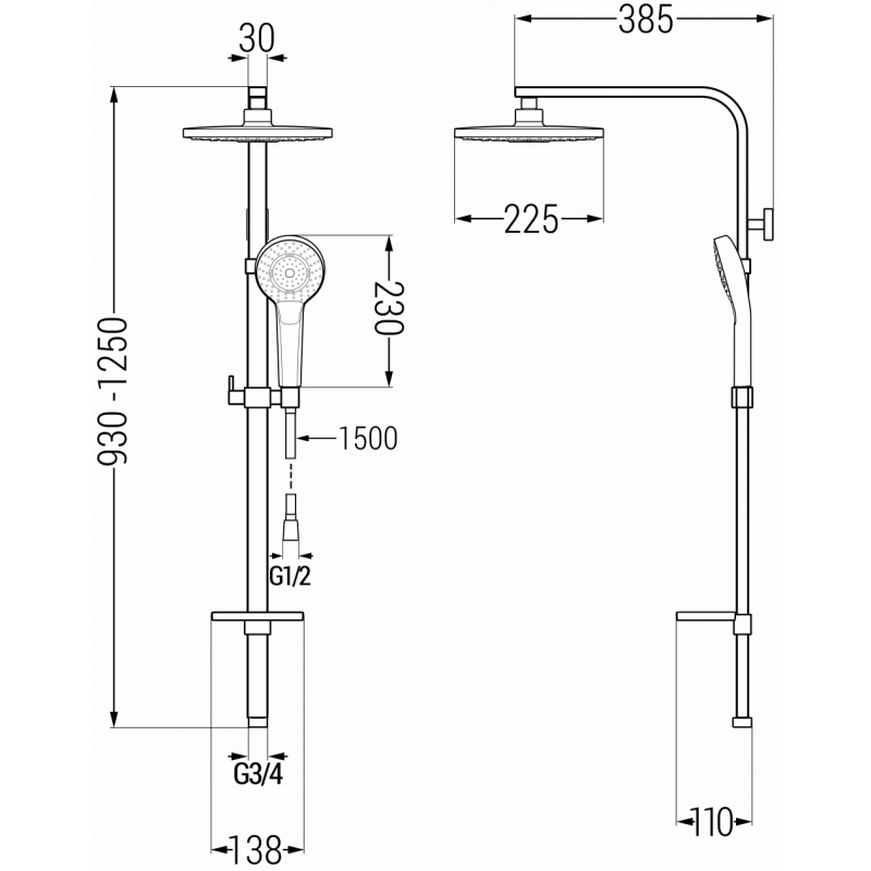 Mexen Q05 sprchový sloup, chrom/bílá - 798050595-00