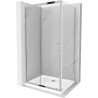 Mexen Apia rozsouvací sprchový kout 140 x 80 cm, Průhledné, Chromovaná + sprchová vanička Flat - 840-140-080-01-00-4010