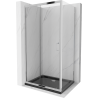 Mexen Apia rozsouvací sprchový kout 90 x 70 cm, Průhledné, Chromovaná + sprchová vanička Flat, Černá - 840-090-070-01-00-4070