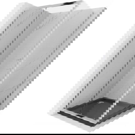 Mexen Apia posuvná sprchová kabina 100 x 100 cm, transparentní, chrom + sprchová vanička Flat, černá - 840-100-100-01-00-4070