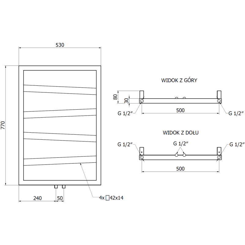 Mexen Zoom dekorativní koupelnový radiátor 770 x 530 mm, 275 W, antracit - W130-0770-530-00-66