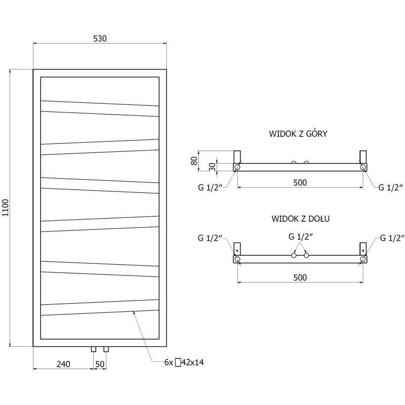 Mexen Zoom dekorativní koupelnový radiátor 1100 x 530 mm, 376 W, černý - W130-1100-530-00-70