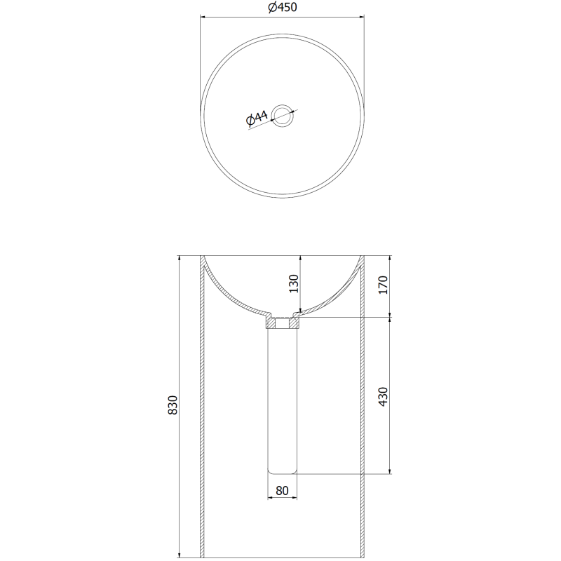 Mexen Ajax-01 volně stojící umyvadlo z konglomerátu 45 x 45 cm, bílá mat - 26504500