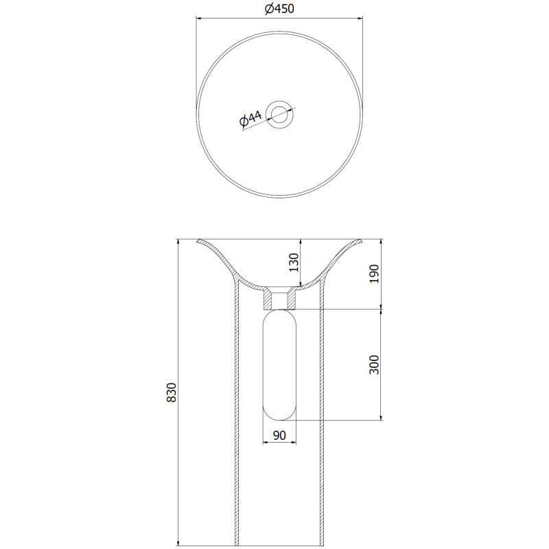 Mexen Leta volně stojící umyvadlo z konglomerátu 45 x 45 cm, bílá mat - 26574500