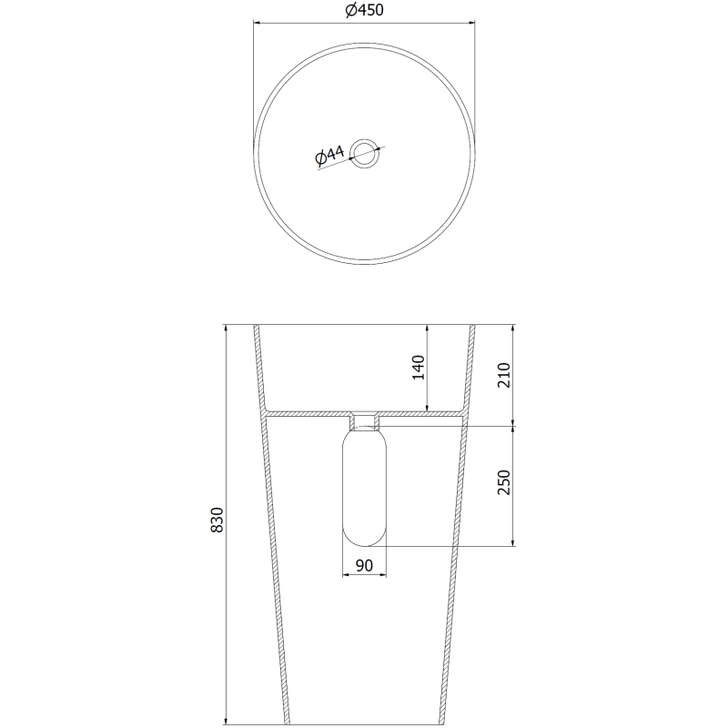 Mexen Onyx-01 volně stojící umyvadlo z konglomerátu 45 x 45 cm, bílá mat - 26524500