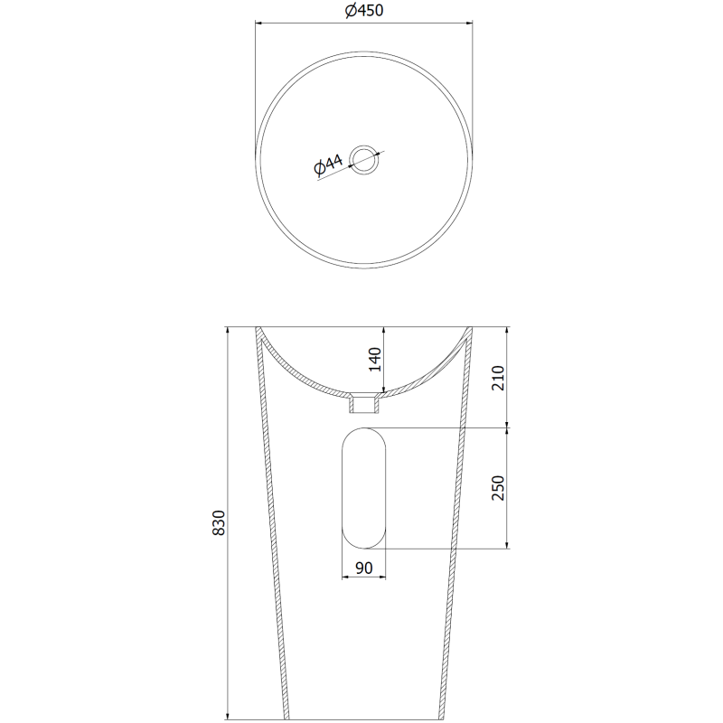 Mexen Onyx-03 samostatně stojící umyvadlo z konglomerátu 45 x 45 cm, bílá mat - 26534500