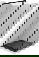 Mexen Apia posuvný sprchový kout 90 x 90 cm, transparentní, černý + sprchová vanička Flat, černá - 840-090-090-70-00-4070B