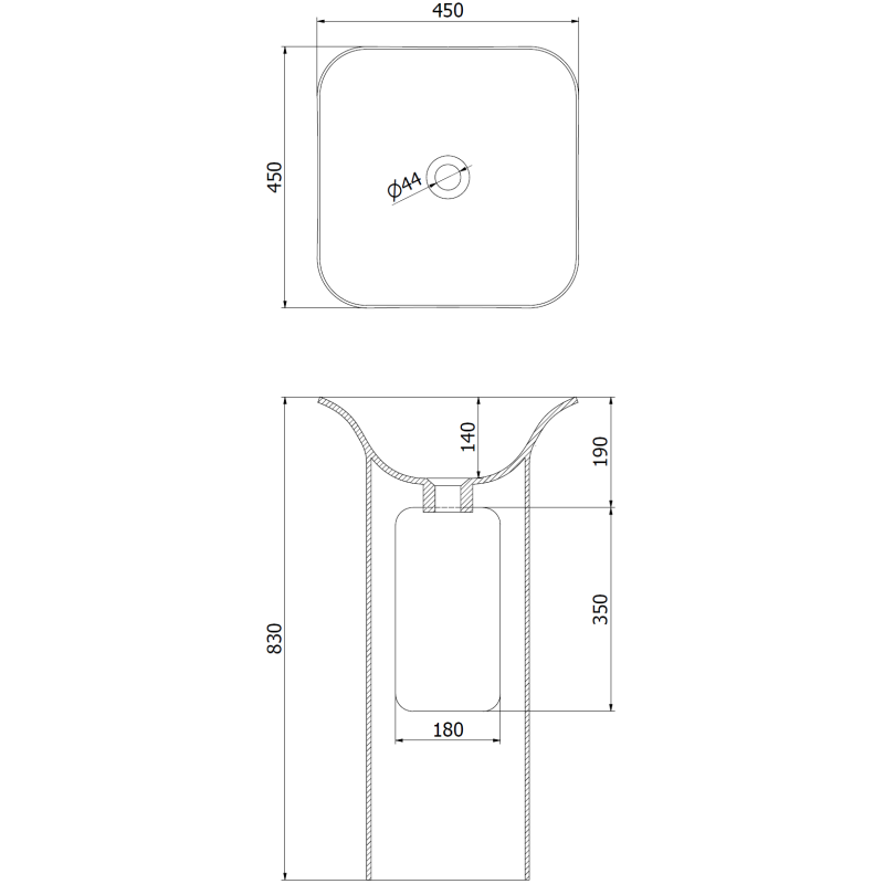 Mexen Ria volně stojící umyvadlo z konglomerátu 45 x 45 cm, bílá mat - 26584500