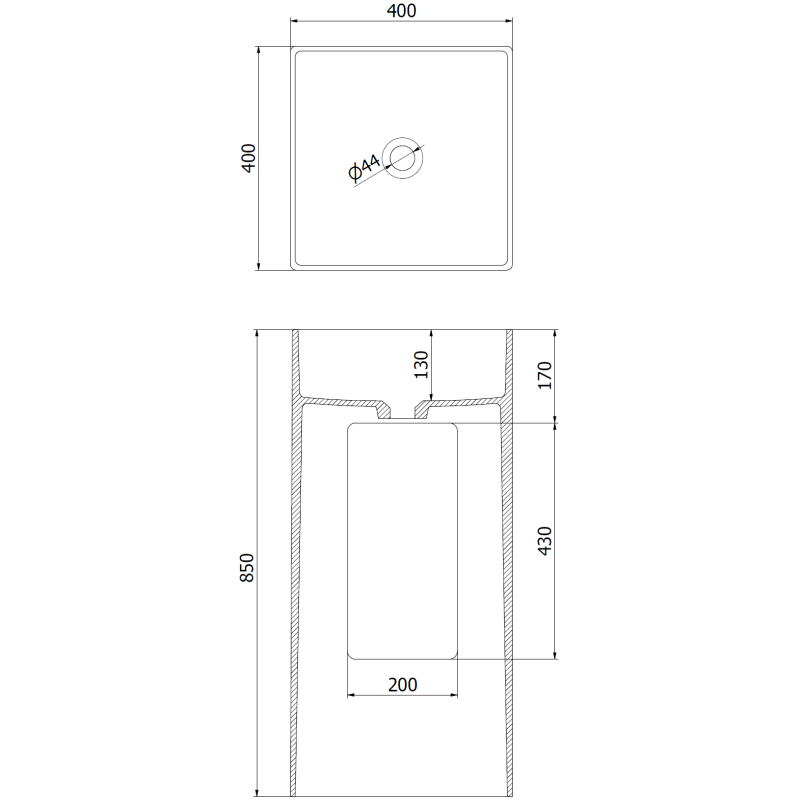 Mexen Xola-1 volně stojící umyvadlo z konglomerátu 40 x 40 cm, bílá mat - 26594000