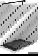 Mexen Apia sprchový kout posuvný 100 x 100 cm, transparentní, černý + vanička Flat, černá - 840-100-100-70-00-4070B