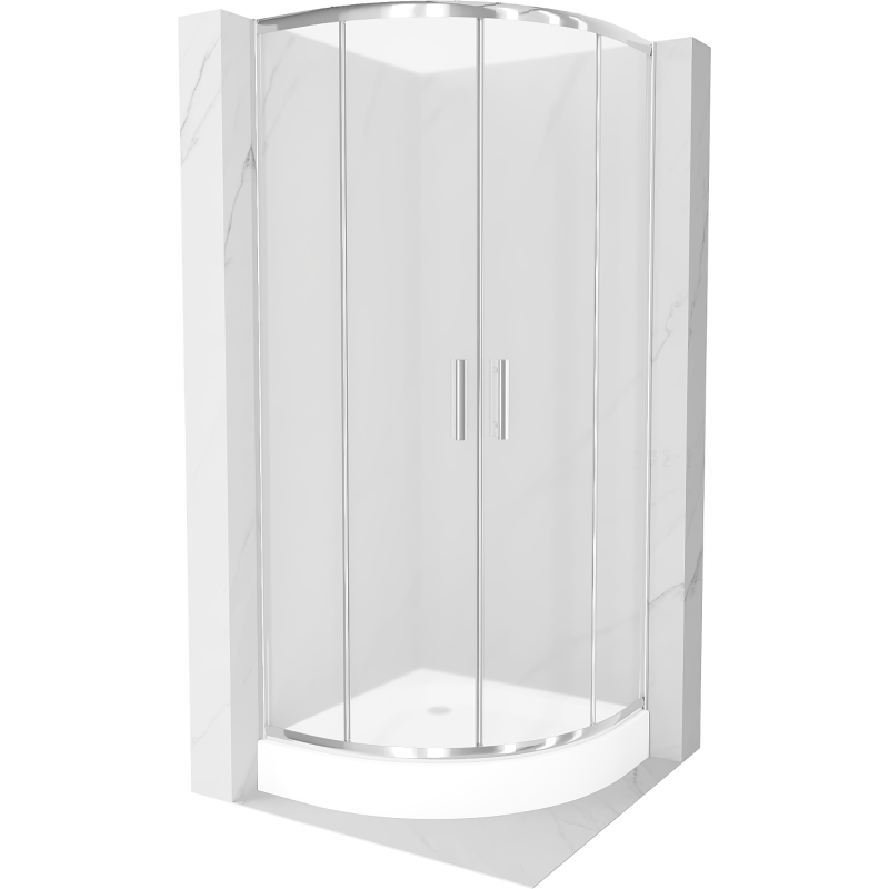 Mexen Rio sprchový kout půlkruhový 70 x 70 cm, matný, chrom + vanička Rio, bílá - 863-070-070-01-30-4710