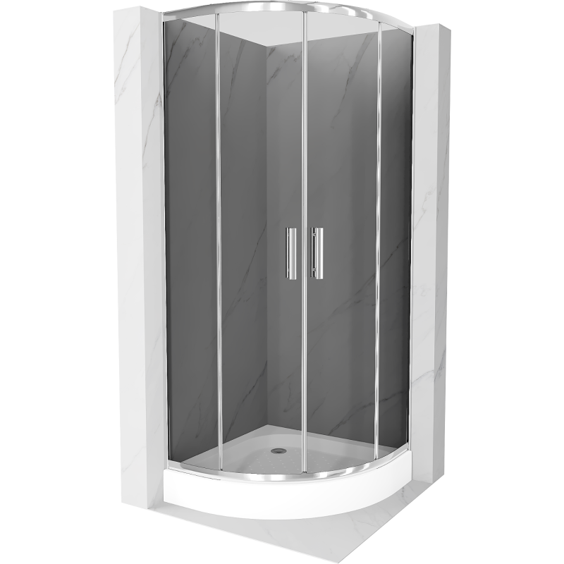 Mexen Rio čtvrtkruhový sprchový kout 70 x 70 cm, grafit, chrom + vanička Rio, bílá - 863-070-070-01-40-4710