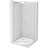 Mexen Rio půlkruhová sprchová kabina 90 x 90 cm, transparentní, chrom + sprchová vanička Flat, bílá - 863-090-090-01-00-4110