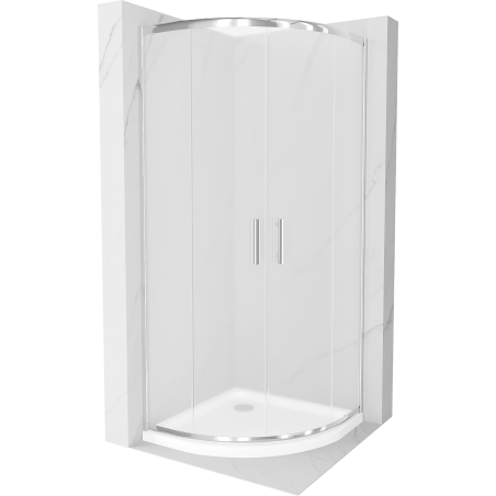 Mexen Rio sprchový kout půlkruhový 90 x 90 cm, matný, chrom + vanička Flat, bílá - 863-090-090-01-30-4110