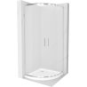 Mexen Rio kout sprchový půlkruhový 90 x 90 cm, matný, chrom + vana Flat, bílá - 863-090-090-01-30-4110