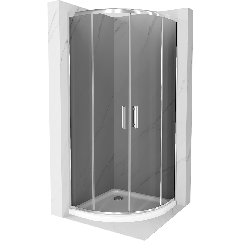 Mexen Rio sprchový kout půlkruhový 90 x 90 cm, grafit, chrom + vanička Flat, bílá - 863-090-090-01-40-4110